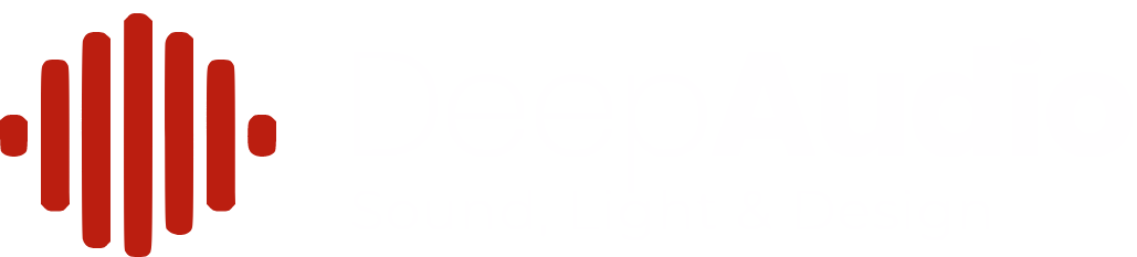 logo deep audio qui représente du son avec le nom de l'entreprise deep audio